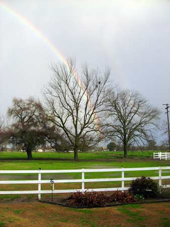 rainbow over farm